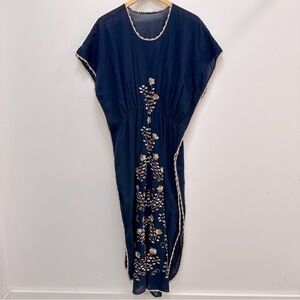 ELABORATELY embroidered navy dress. Could also be a swimsuit cover up.
